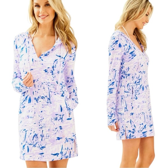 Lilly Pulitzer Rylie Coverup Dress in Lilac Verbena Rock the Dock Print UPF50 XS - Picture 1 of 14